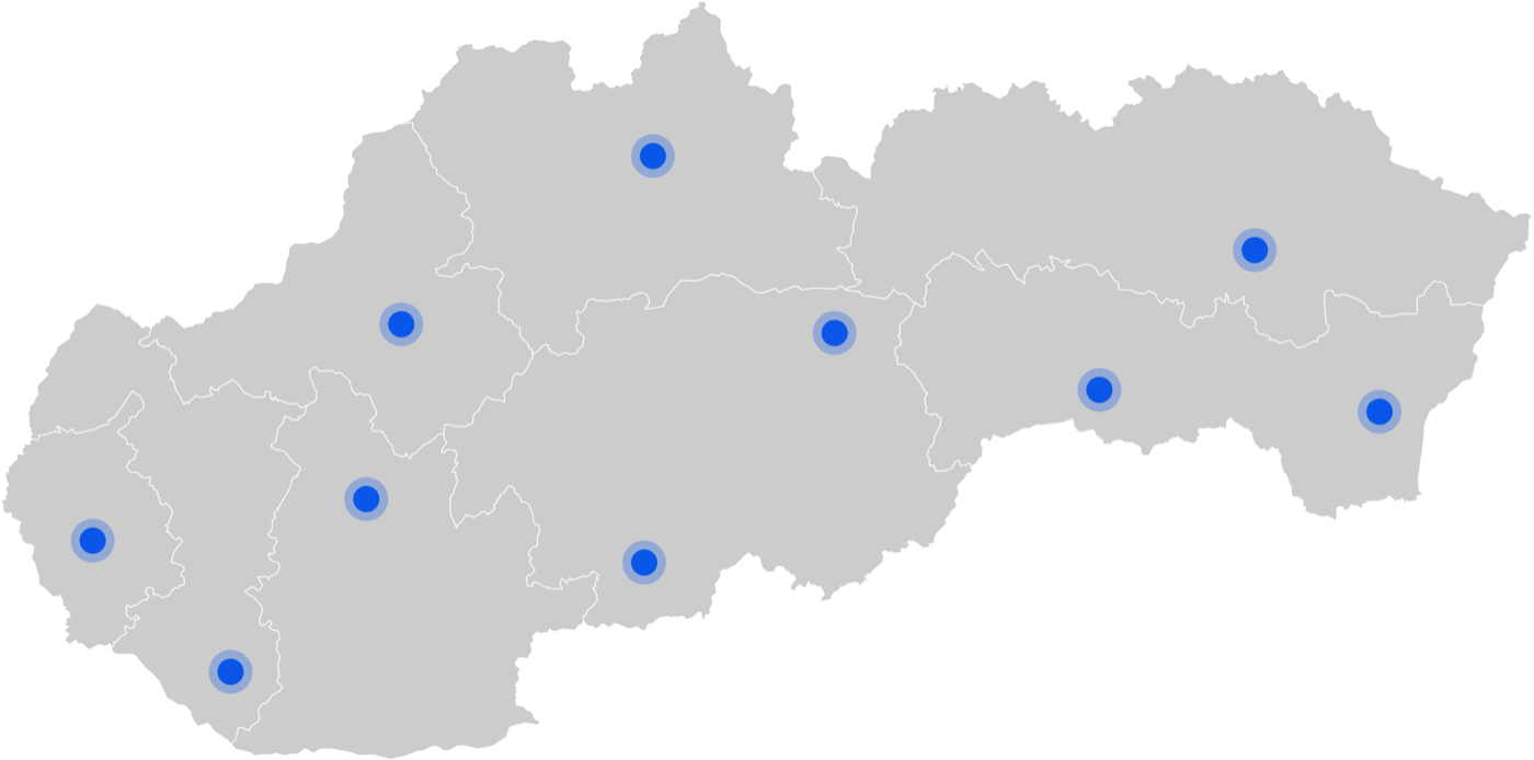Mapa pobočiek na Slovensku